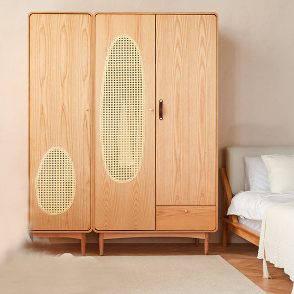 Freestanding Solid Wood Wardrobe Modern Wardrobe with Legs in Natural Clearhalo 'Armoires & Wardrobes' 'armoires_wardrobes' 'Bedroom Furniture' 'furn' 'furn_armoires_wardrobes' 'Furniture' 7163871