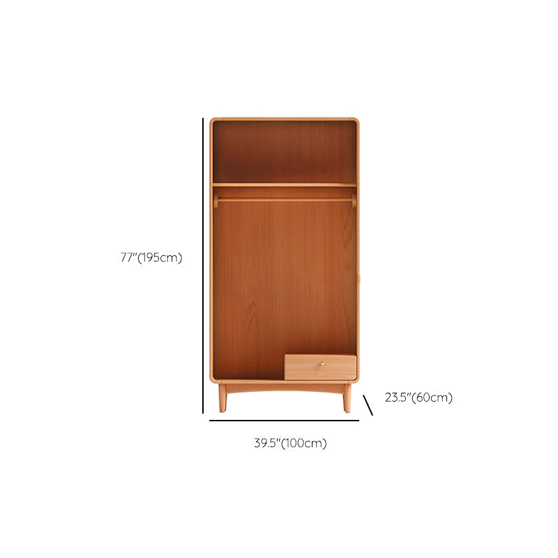 Freestanding Solid Wood Wardrobe Modern Wardrobe with Legs in Natural Clearhalo 'Armoires & Wardrobes' 'armoires_wardrobes' 'Bedroom Furniture' 'furn' 'furn_armoires_wardrobes' 'Furniture' 7163877