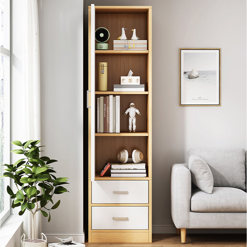 Modern Wood Freestanding Wardrobe Multifunctional Wardrobe with Hinged Door