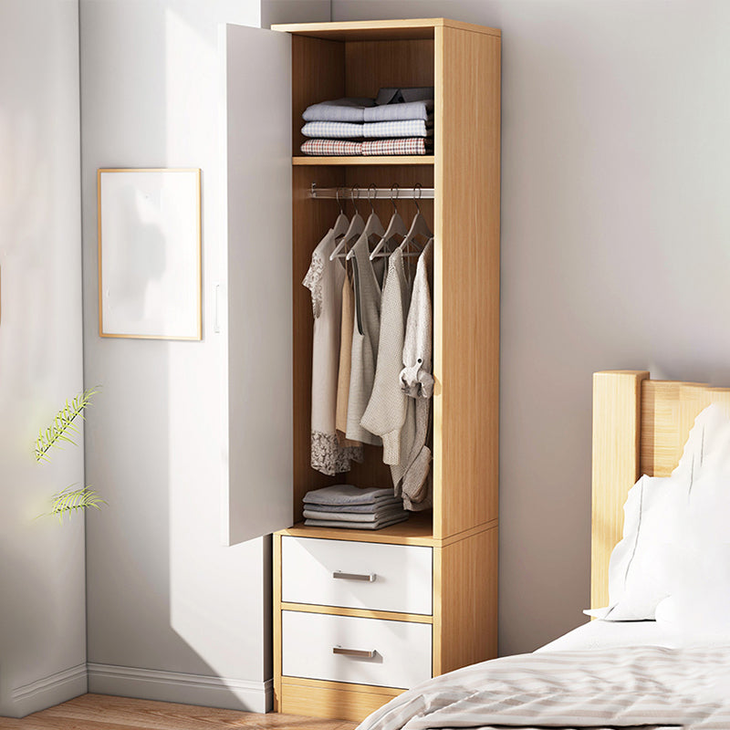 Modern Wood Freestanding Wardrobe Multifunctional Wardrobe with Hinged Door