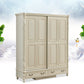 White Wood Freestanding Wardrobe Modern Wardrobe with Solid Wood Legs