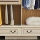White Wood Freestanding Wardrobe Modern Wardrobe with Solid Wood Legs