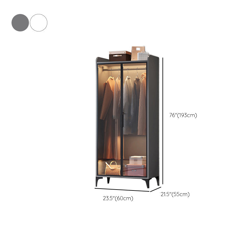 自立した木製フレームワードローブ屋台モダンなワードローブが和らげられたガラスのドアが付いています