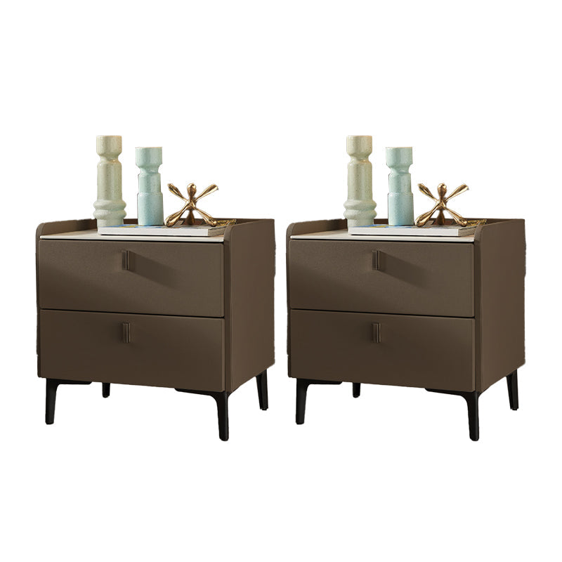 Contemporary Bedside Cabinet Stone Bed Nightstand with Drawers Dark Gray 2 Piece Set Clearhalo 'Bedroom Furniture' 'furn' 'furn_night_stand' 'Furniture' 'night_stand' 'Nightstands' 7164201