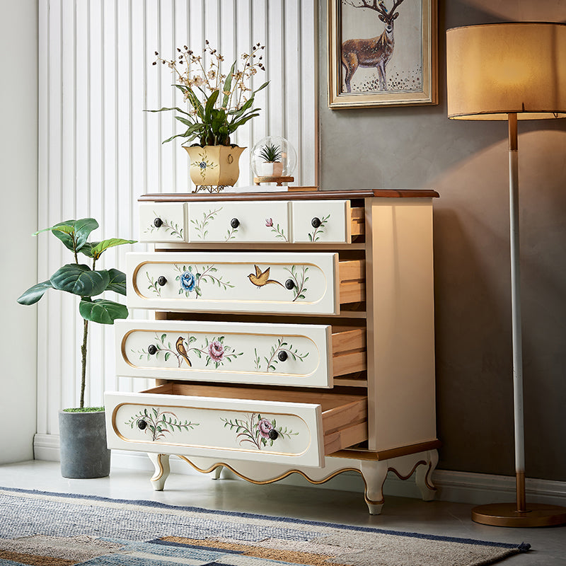 Tocador de cofre de almacenamiento tradicional estadounidense tocador de madera con cajones