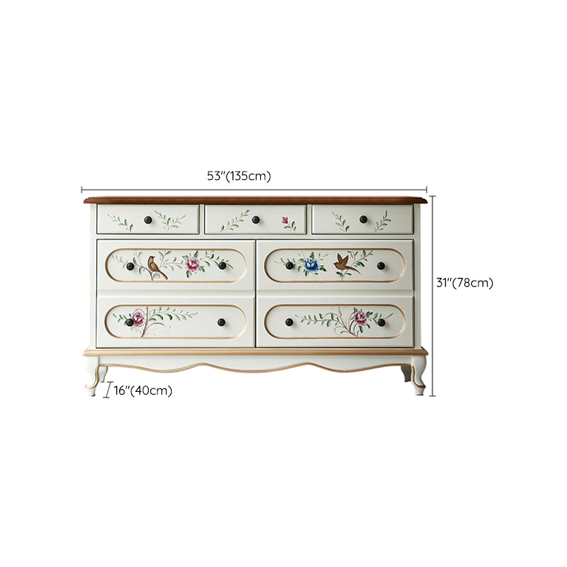 Tocador de cofre de almacenamiento tradicional estadounidense tocador de madera con cajones