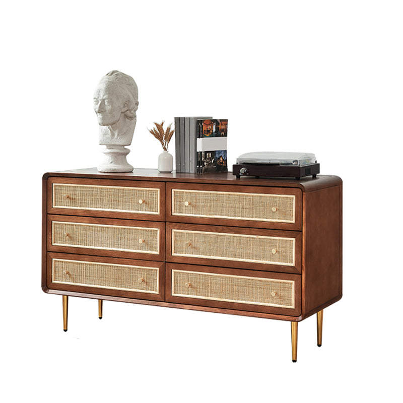 Solid Wood Storage Chest Dresser Traditional Chest for Bedroom 53.5"L x 19.7"W x 31.5"H Nut-Brown Clearhalo 'Bedroom Furniture' 'Dressers & Chests' 'dressers_chests' 'furn' 'furn_dressers_chests' 'Furniture' 7166785