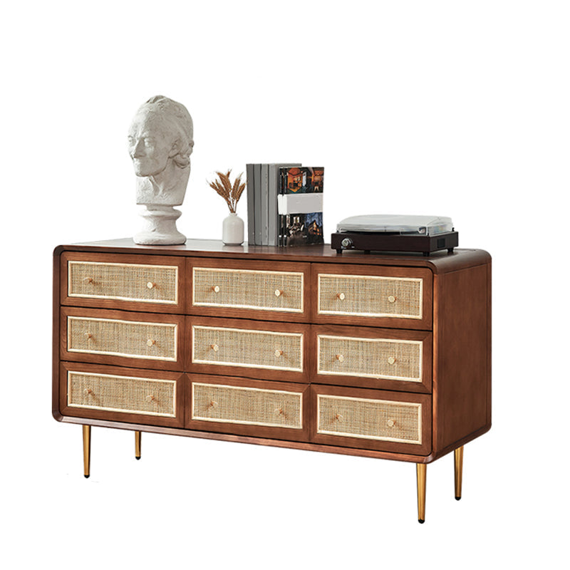Solid Wood Storage Chest Dresser Traditional Chest for Bedroom 71"L x 20"W x 31"H Nut-Brown Clearhalo 'Bedroom Furniture' 'Dressers & Chests' 'dressers_chests' 'furn' 'furn_dressers_chests' 'Furniture' 7166787
