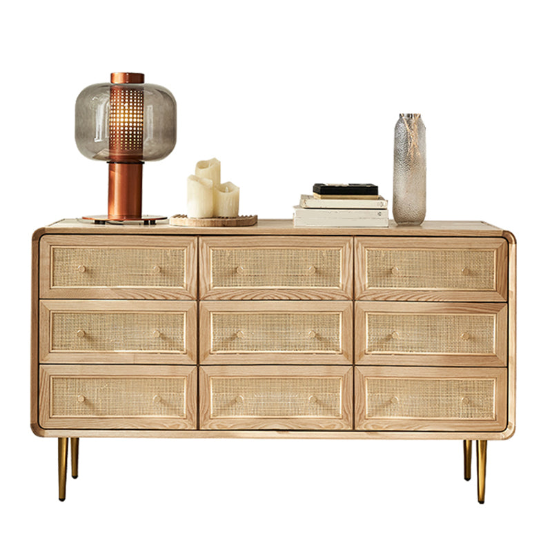 Cómoda cómoda de almacenamiento de madera maciza, cómoda tradicional para dormitorio