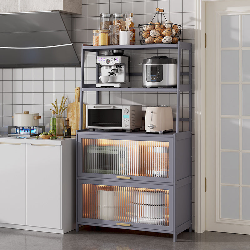 Server da pranzo in bambù grigio 2 ripiani glam buffet server per cucina