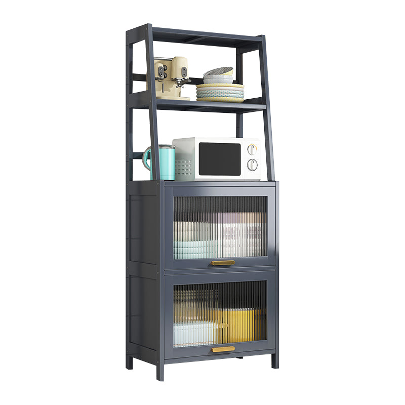 Server da pranzo in bambù grigio 2 ripiani glam buffet server per cucina