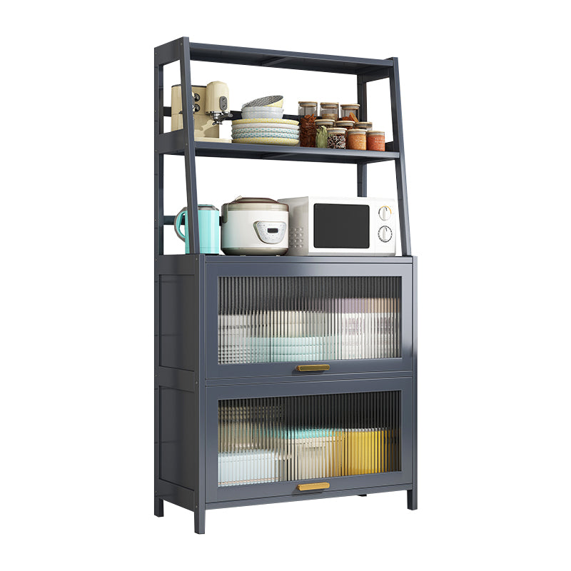 Server da pranzo in bambù grigio 2 ripiani glam buffet server per cucina