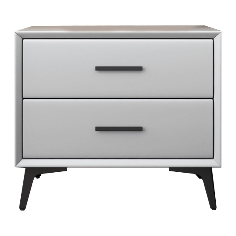 Comodino da letto in pelle notturno contemporaneo con cassetti