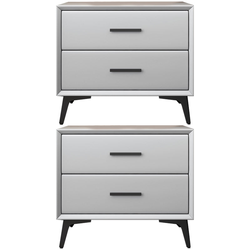 Comodino da letto in pelle notturno contemporaneo con cassetti