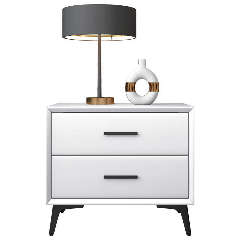 Comodino da letto in pelle notturno contemporaneo con cassetti