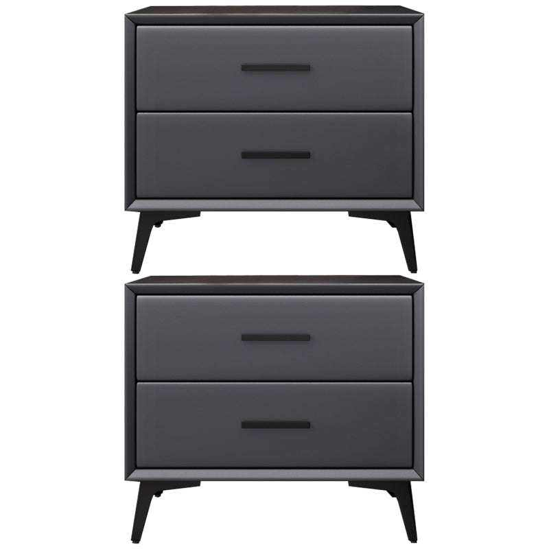 Comodino da letto in pelle notturno contemporaneo con cassetti