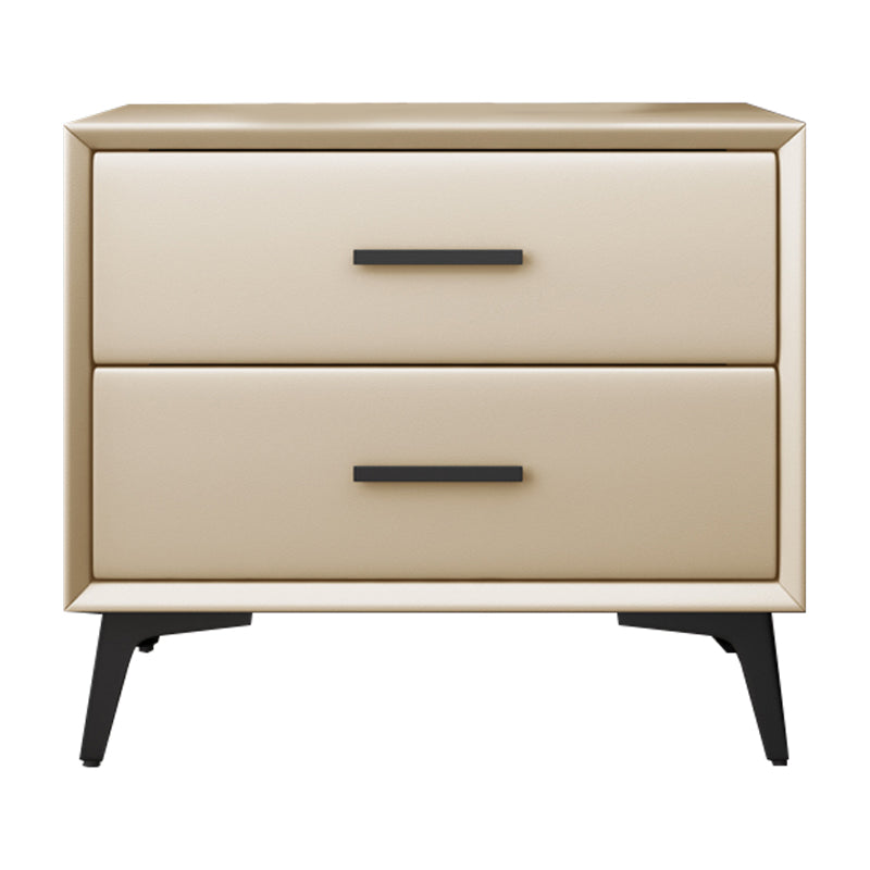 Comodino da letto in pelle notturno contemporaneo con cassetti