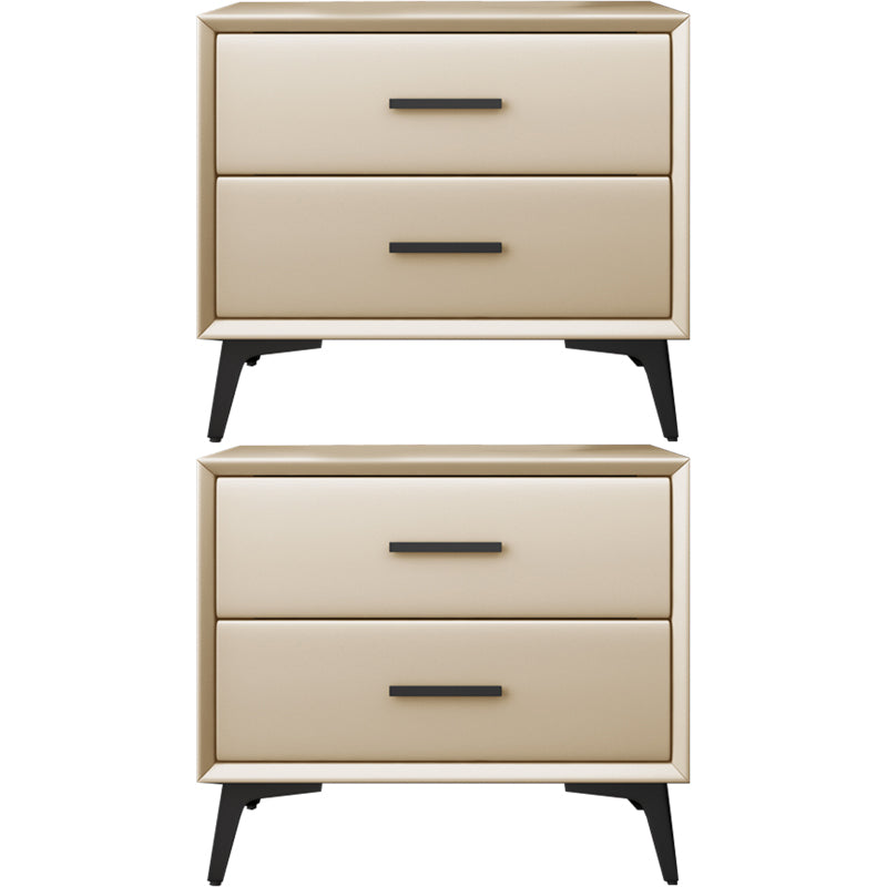 Comodino da letto in pelle notturno contemporaneo con cassetti