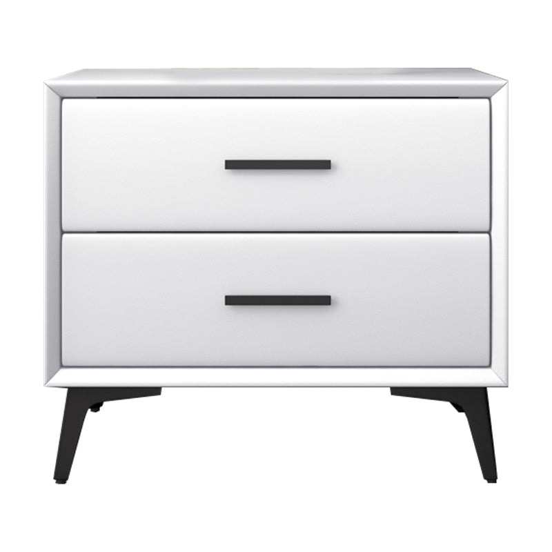 Comodino da letto in pelle notturno contemporaneo con cassetti