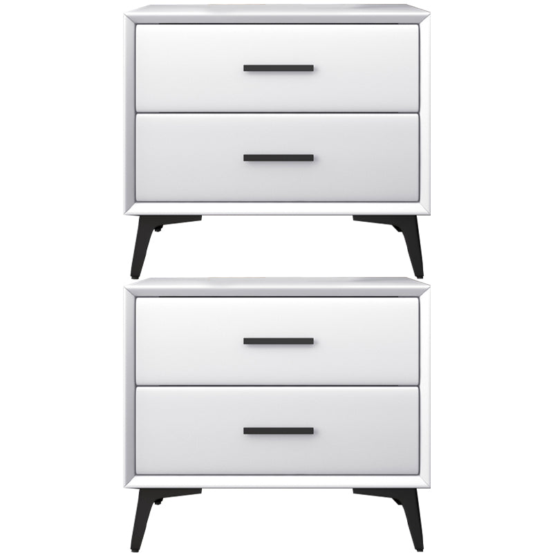 Comodino da letto in pelle notturno contemporaneo con cassetti