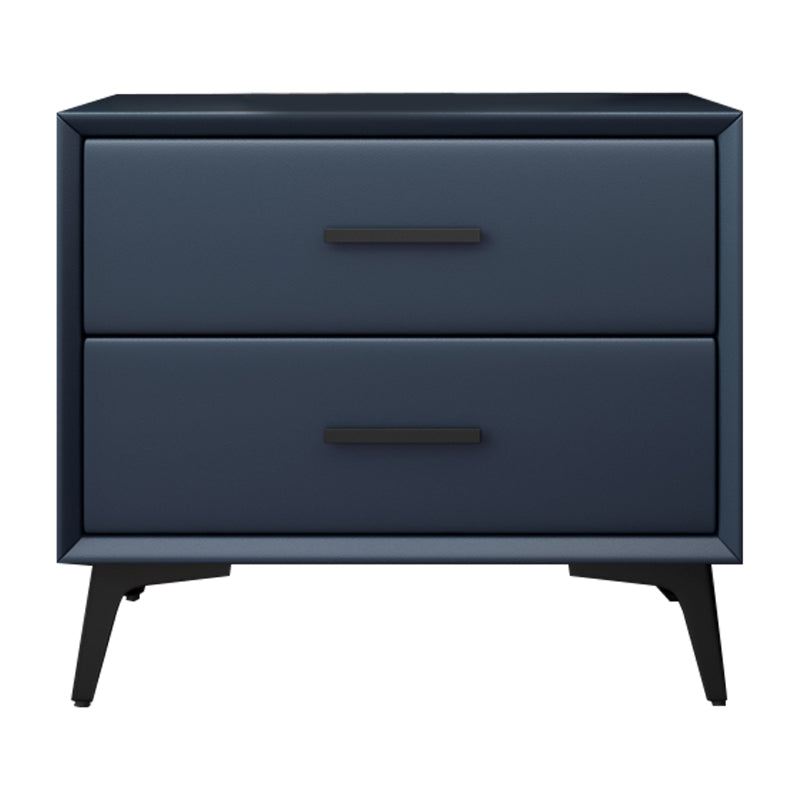 Comodino da letto in pelle notturno contemporaneo con cassetti