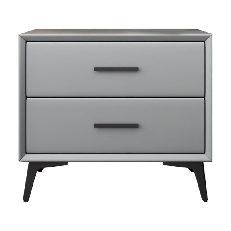Comodino da letto in pelle notturno contemporaneo con cassetti