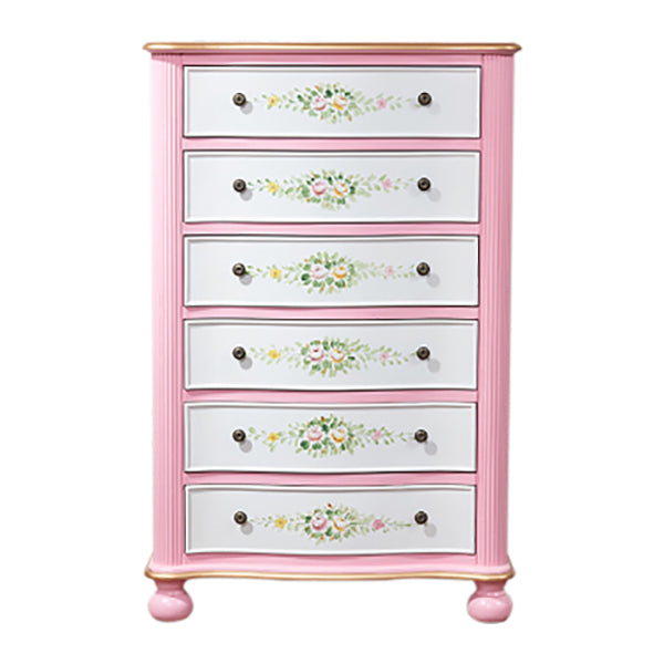 Traditional Storage Chest Solid Wood Dresser with 6/4/5 Drawers 32"L x 19"W x 49"H Pink Clearhalo 'Bedroom Furniture' 'Dressers & Chests' 'dressers_chests' 'furn' 'furn_dressers_chests' 'Furniture' 7169495