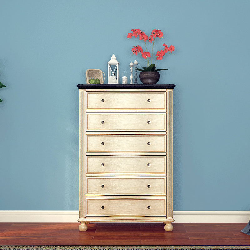Traditional Storage Chest Solid Wood Dresser with 6/4/5 Drawers 32"L x 19"W x 49"H Off-White Clearhalo 'Bedroom Furniture' 'Dressers & Chests' 'dressers_chests' 'furn' 'furn_dressers_chests' 'Furniture' 7169501