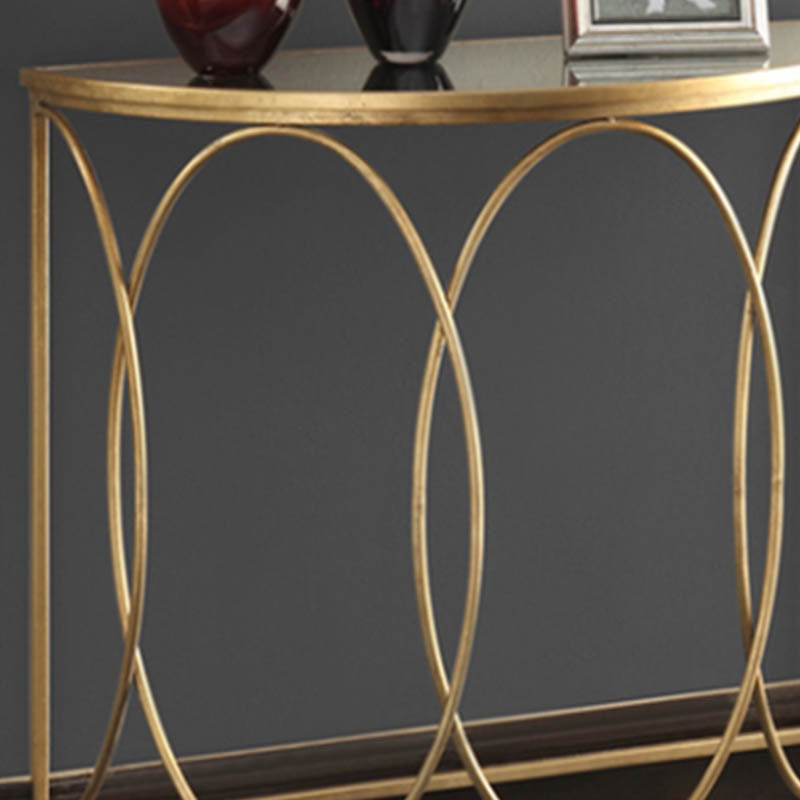Modern Half Moon Console Table Stone Console Sofa Table in Gold and White Clearhalo 'Console Tables' 'console_tables' 'Entry & Mudroom Furniture' 'furn' 'furn_console_tables' 'Furniture' 7169630