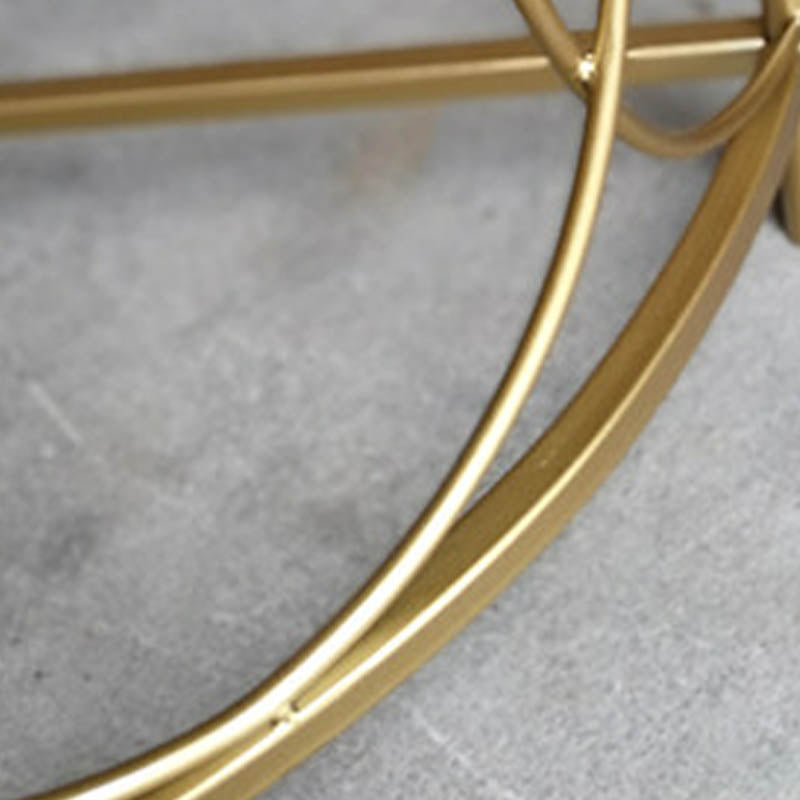 Modern Half Moon Console Table Stone Console Sofa Table in Gold and White Clearhalo 'Console Tables' 'console_tables' 'Entry & Mudroom Furniture' 'furn' 'furn_console_tables' 'Furniture' 7169632