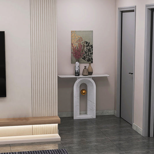 Contemporary White Console Table Rectangle Console Sofa Table for Hall Clearhalo 'Console Tables' 'console_tables' 'Entry & Mudroom Furniture' 'furn' 'furn_console_tables' 'Furniture' 7169660