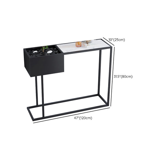 Contemporary Black Console Table Rectangle Console Sofa Table for Hall