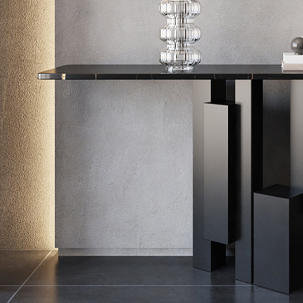 Contemporary Stone Console Table Black Console Sofa Table for Hall