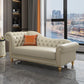 Modern Style Rolled Arms Chaise Living Room Faux Leather Chaise Beige Left-Arm Chaise Clearhalo 'Chairs & Seating' 'Chaise Lounge' 'chaise_lounge' 'furn' 'furn_chaise_lounge' 'Furniture' 'Living Room Furniture' 7169735