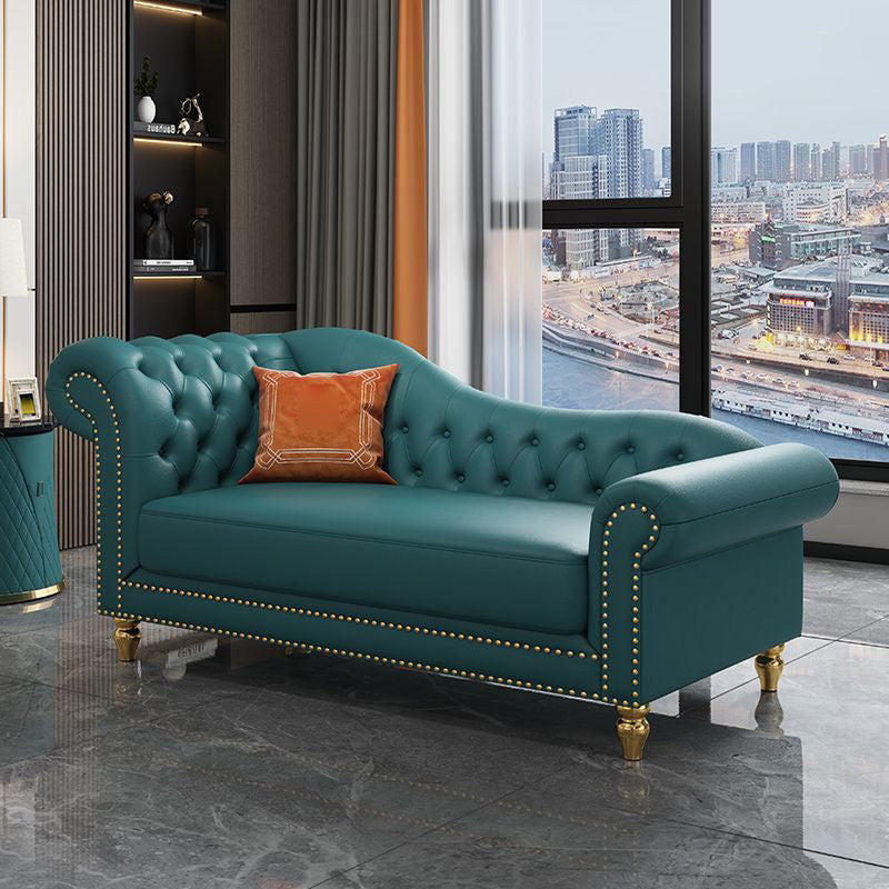 Modern Style Rolled Arms Chaise Living Room Faux Leather Chaise Blue Left-Arm Chaise Clearhalo 'Chairs & Seating' 'Chaise Lounge' 'chaise_lounge' 'furn' 'furn_chaise_lounge' 'Furniture' 'Living Room Furniture' 7169737