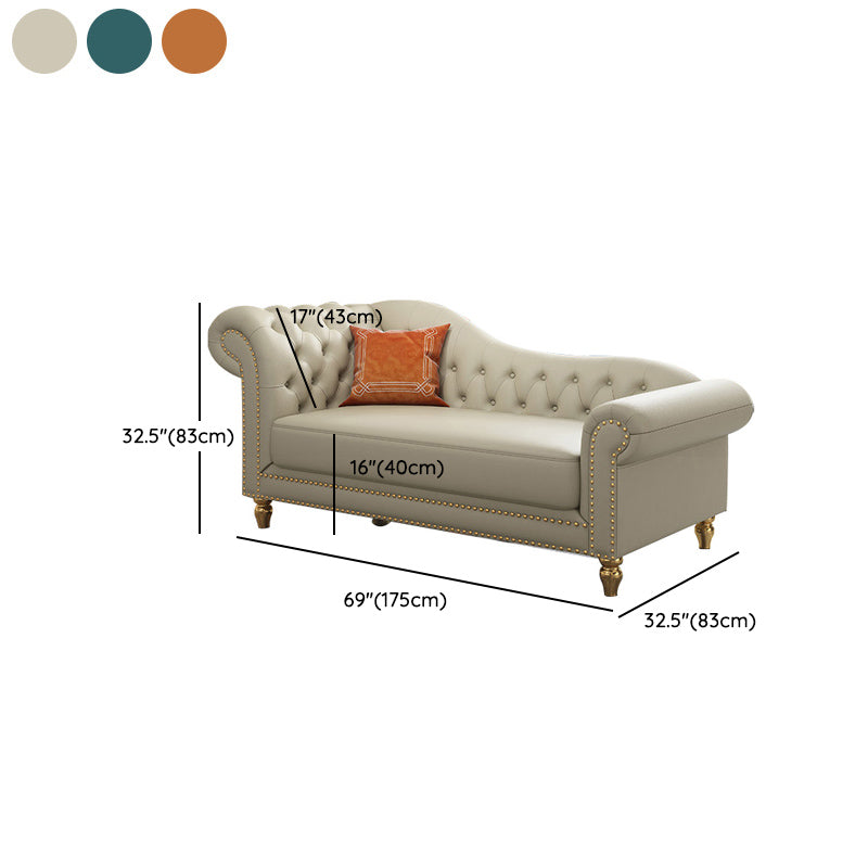 Modern Style Rolled Arms Chaise Living Room Faux Leather Chaise Clearhalo 'Chairs & Seating' 'Chaise Lounge' 'chaise_lounge' 'furn' 'furn_chaise_lounge' 'Furniture' 'Living Room Furniture' 7169739