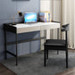 Modern Stone Rectangular Writing Desk 2-Drawers White Office Desk with H-Base Clearhalo 'furn' 'furn_office_desk' 'Furniture' 'Office Desks' 'Office Furniture' 'office_desk' 7169774