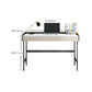 Modern Stone Rectangular Writing Desk 2-Drawers White Office Desk with H-Base Clearhalo 'furn' 'furn_office_desk' 'Furniture' 'Office Desks' 'Office Furniture' 'office_desk' 7169780