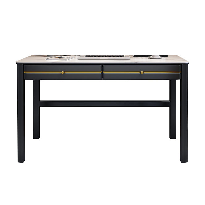 Contemporary Office Desk Antique Finish Solid Wood Computer Desk 55.1"L x 23.6"W x 29.5"H Clearhalo 'furn' 'furn_office_desk' 'Furniture' 'Office Desks' 'Office Furniture' 'office_desk' 7169814