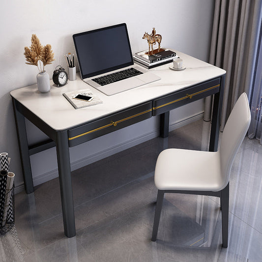 Contemporary Office Desk Antique Finish Solid Wood Computer Desk Clearhalo 'furn' 'furn_office_desk' 'Furniture' 'Office Desks' 'Office Furniture' 'office_desk' 7169817