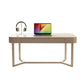 Modern White Solid Wood Office Desk 29.5-inch High Writing Desk with 2 Storage Drawers