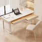 Contemporary Rectangular White Office Desk Iron Base Writing Desk for Home