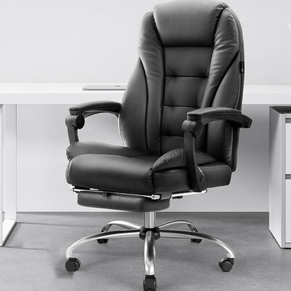 Sedia moderna in fico in pelle girevole sedia a braccia fissa nera.