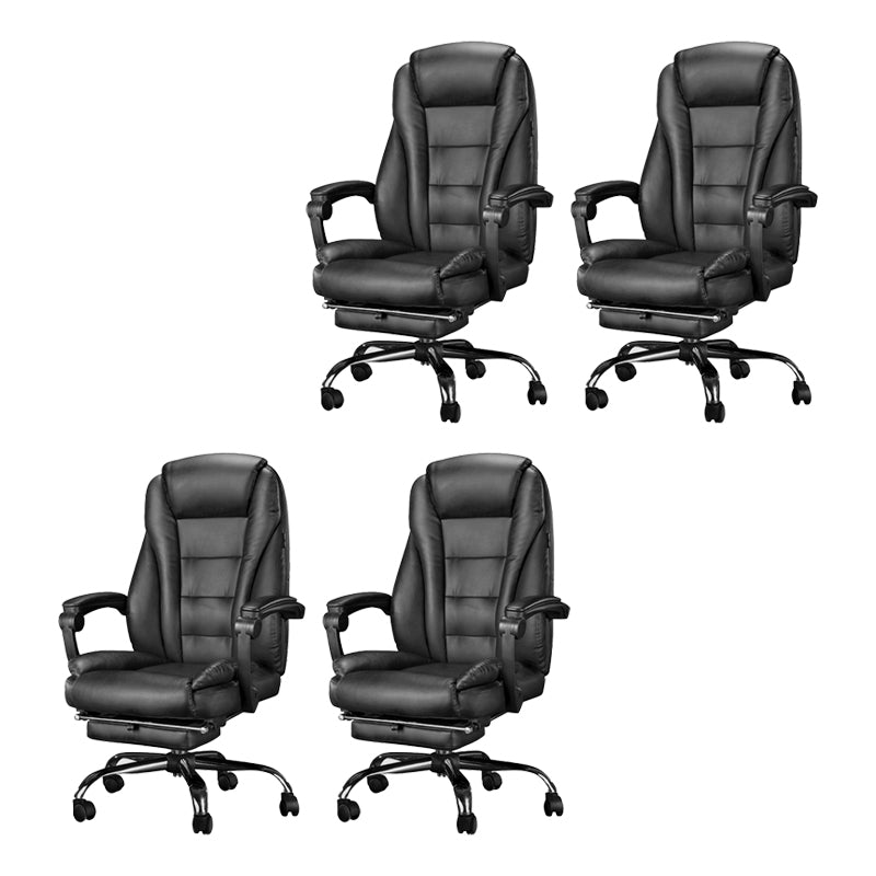 Sedia moderna in fico in pelle girevole sedia a braccia fissa nera.