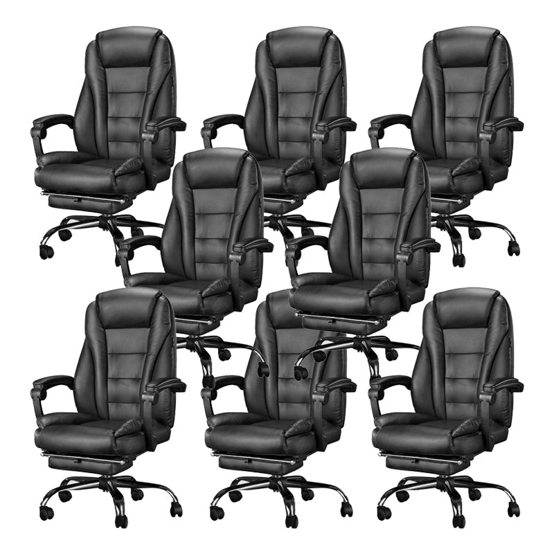 Sedia moderna in fico in pelle girevole sedia a braccia fissa nera.