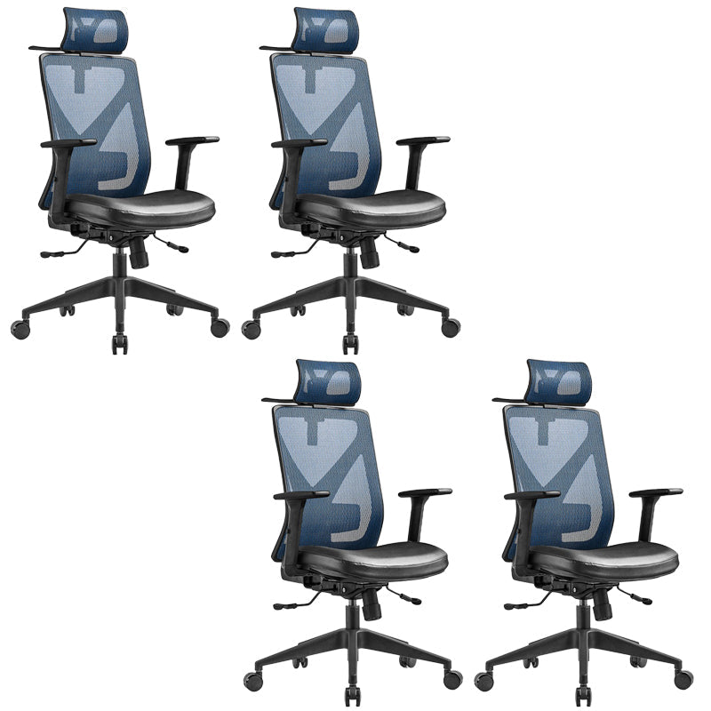 Removable Arms Chair Modern No Distressing Ergonomic Desk Chair Blue 4 Piece Set Clearhalo 'furn' 'furn_office_chair' 'Furniture' 'Office Chairs' 'Office Furniture' 'office_chair' 7171408