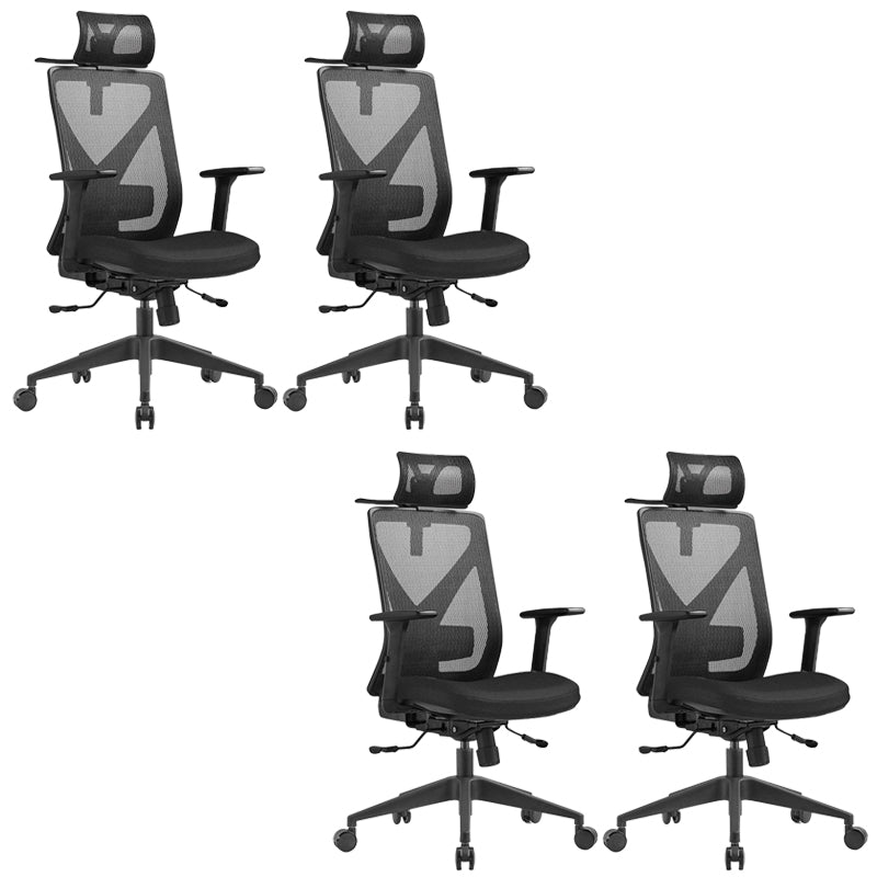 Removable Arms Chair Modern No Distressing Ergonomic Desk Chair Black 4 Piece Set Clearhalo 'furn' 'furn_office_chair' 'Furniture' 'Office Chairs' 'Office Furniture' 'office_chair' 7171418