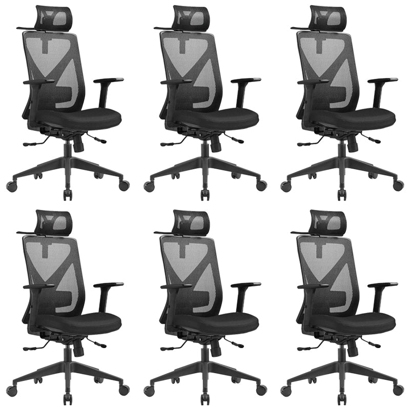 Removable Arms Chair Modern No Distressing Ergonomic Desk Chair Black 6 Piece Set Clearhalo 'furn' 'furn_office_chair' 'Furniture' 'Office Chairs' 'Office Furniture' 'office_chair' 7171420