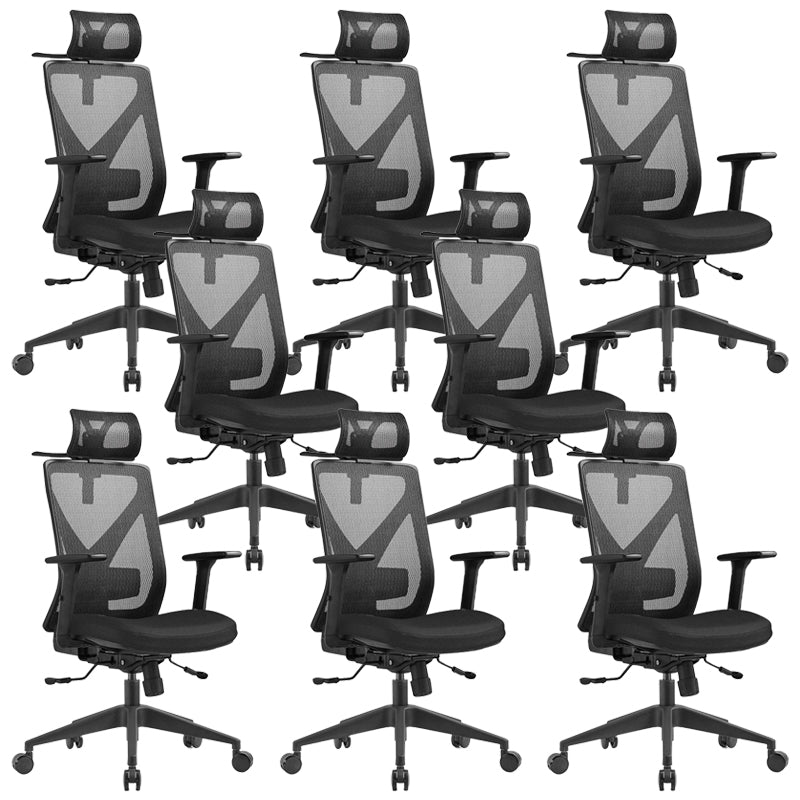 Removable Arms Chair Modern No Distressing Ergonomic Desk Chair Black 8 Piece Set Clearhalo 'furn' 'furn_office_chair' 'Furniture' 'Office Chairs' 'Office Furniture' 'office_chair' 7171422