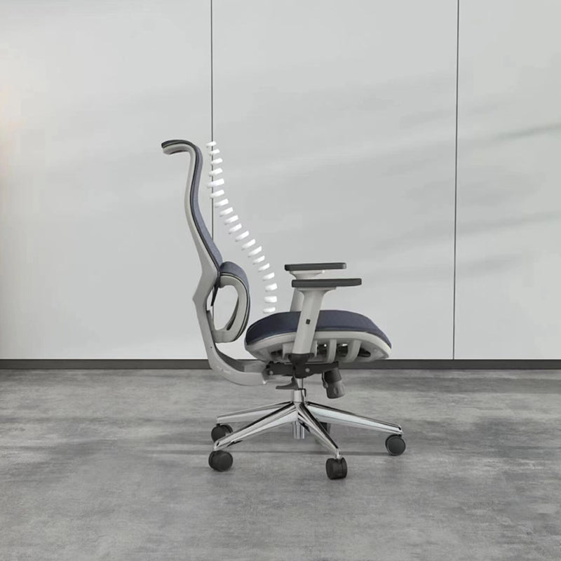 Moderne feste Arme Stuhl hoher Rückenschwarz/Grau -Maschenstuhl mit Rädern